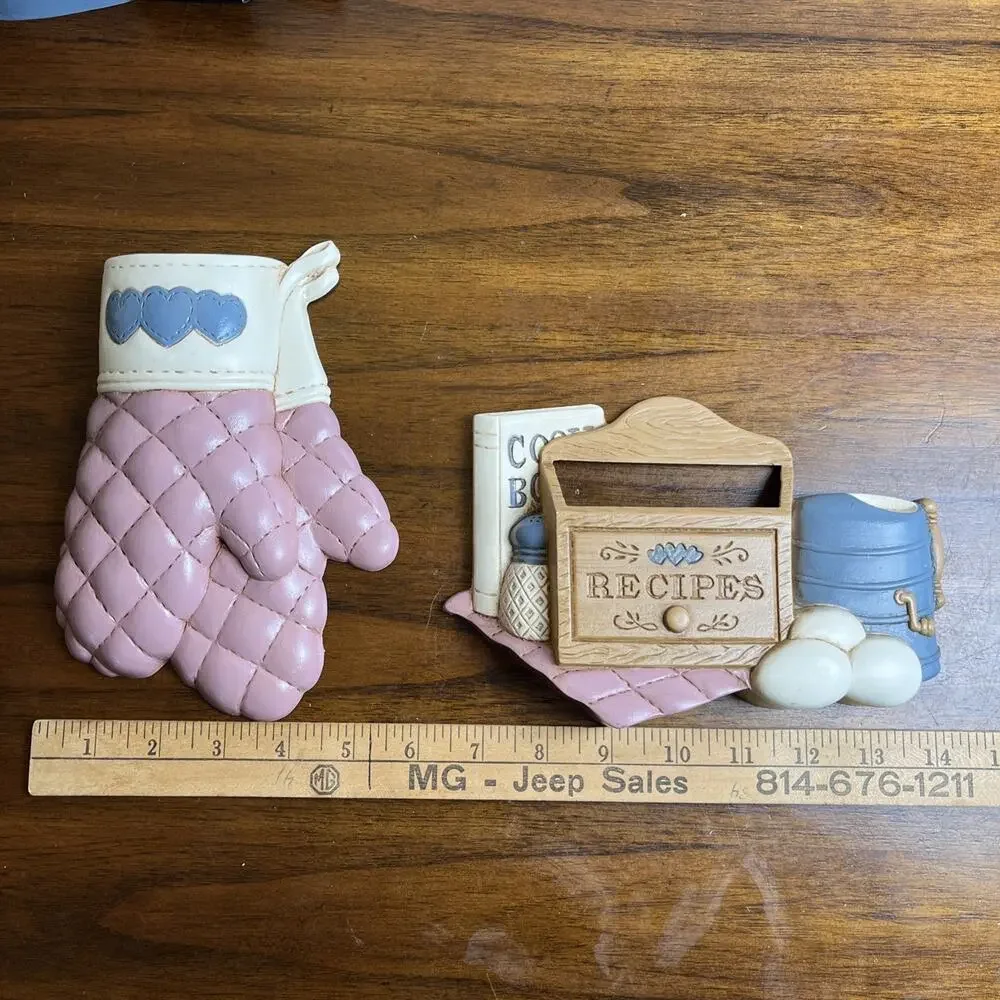 Burwood Country Cottagecore Kitchen Farmhouse Wall Decor Set W/ Clock Pink Blue